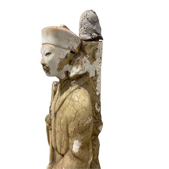 JAPANEES COUPLE Traveling Man and Woman Statue Sculpture Vintage - Picture 5 of 6